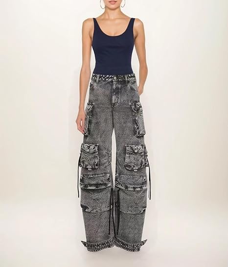 mmoption y2k doublewest cargo denimpants